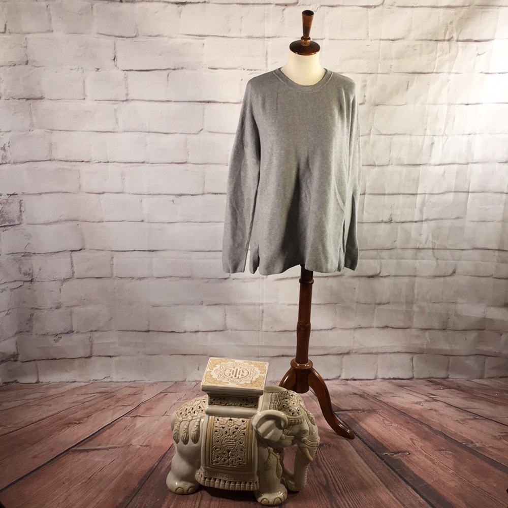 J. Jill Crewneck 100% Cotton Sweater in Gray